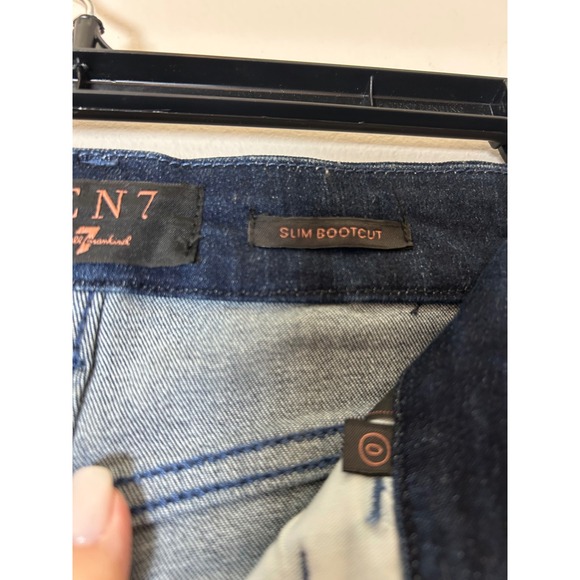 JEN7 Slim Bootcut Dark Wash High Rise Cuff Jeans Women Size 0 - Picture 4 of 6
